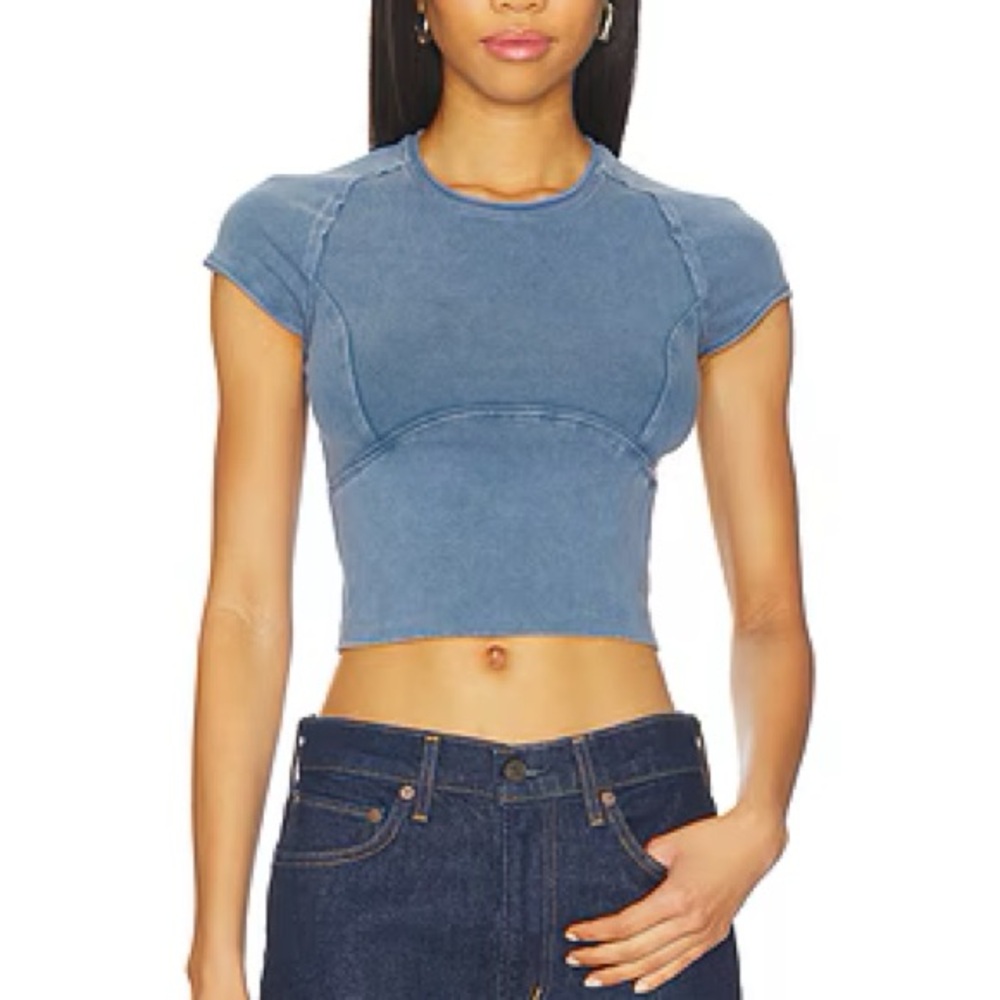 FREE PEOPLE We The Free Protagonist Cropped Cap Sleeve Tee